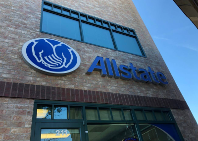Allstate exterior LED illuminated channel letter sign Centennial CO