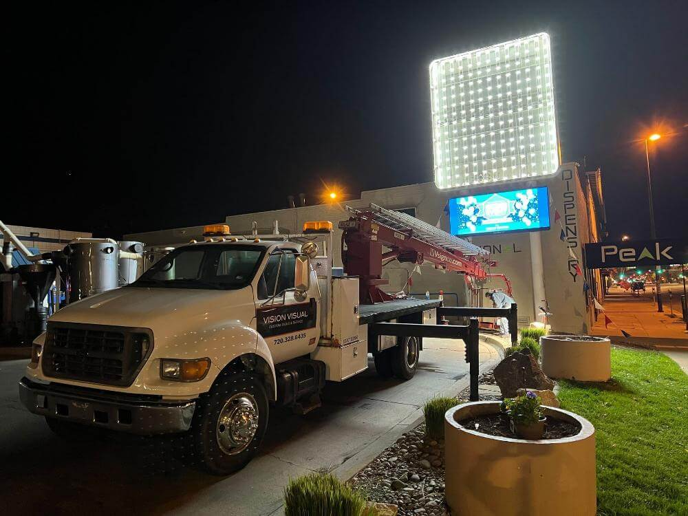Car wash pole sign Vision Visual LED retrofit service Denver CO