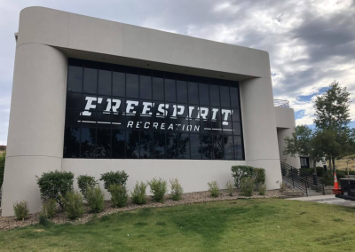Freespirit Recreation storefront window graphics Golden CO