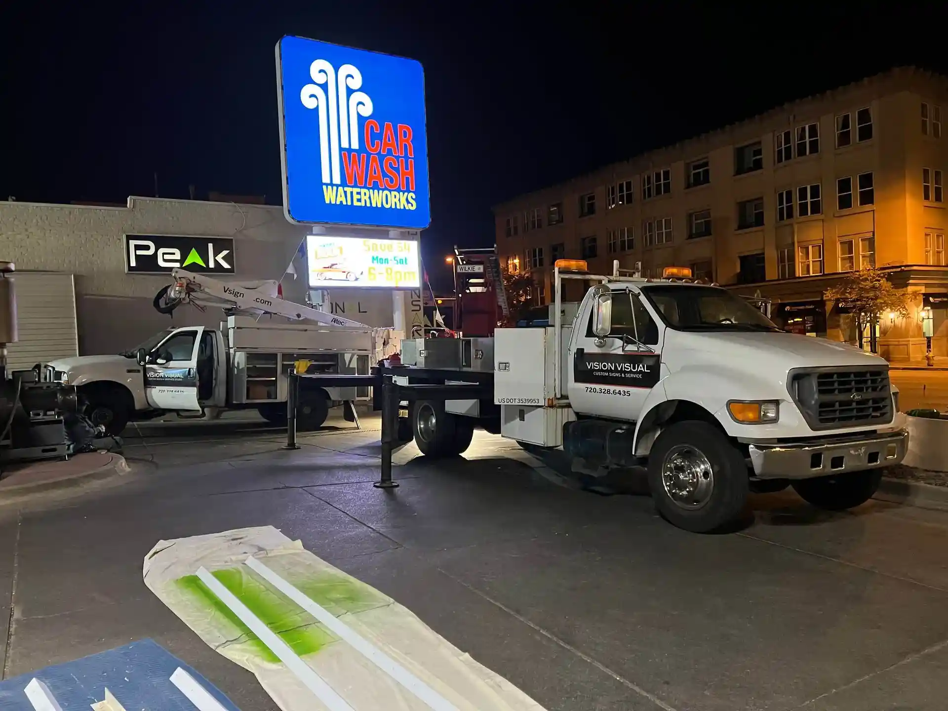 Car wash pole sign Vision Visual LED retrofit service Denver CO