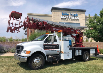 Mile High Matress Outdoor SIgnage Installation boom truck service Broomfield CO