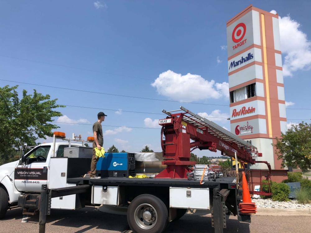 Multi tenant kiosk sign face replacement service Centennial CO