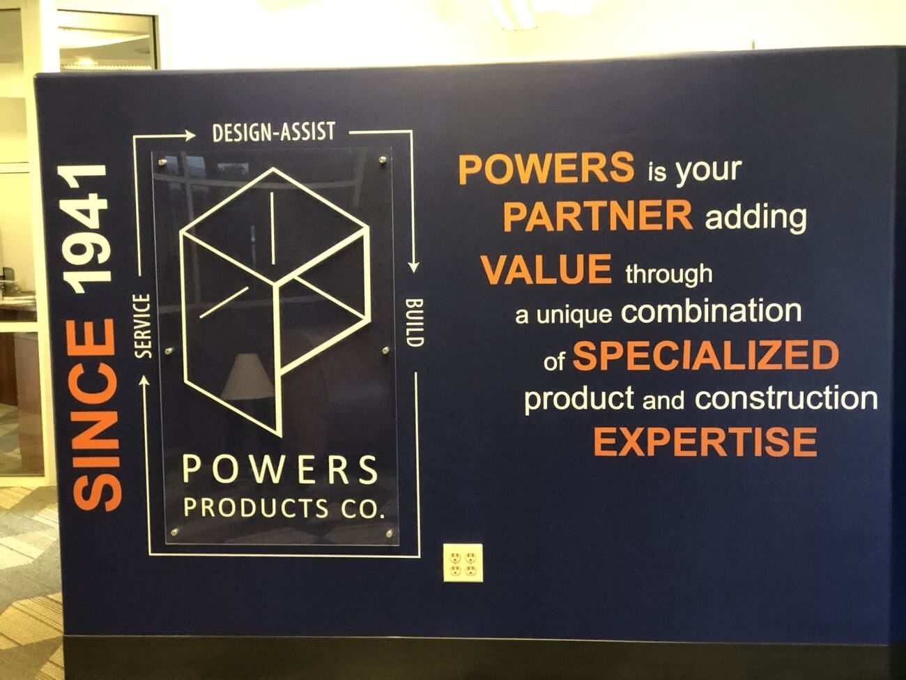 Powers Products interior decor floating brand panel and cut vinyl Denver CO