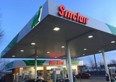 Sinclair convenience store LED illuminated channel letter canopy signs Golden CO
