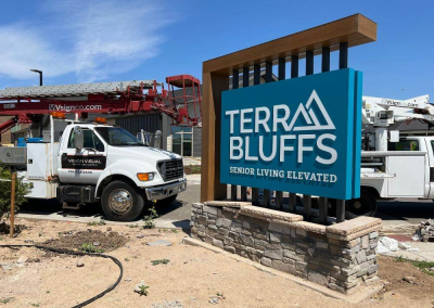 Terra Bluffs outdoor illuminated monument ground sign Parker CO