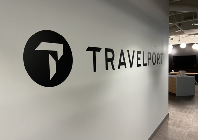 Travelport interior cut vinyl meeting room wall graphics Greenwood Village CO