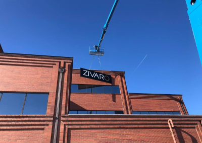 Zivaro Illuminated wall sign high rise installation services Denver CO