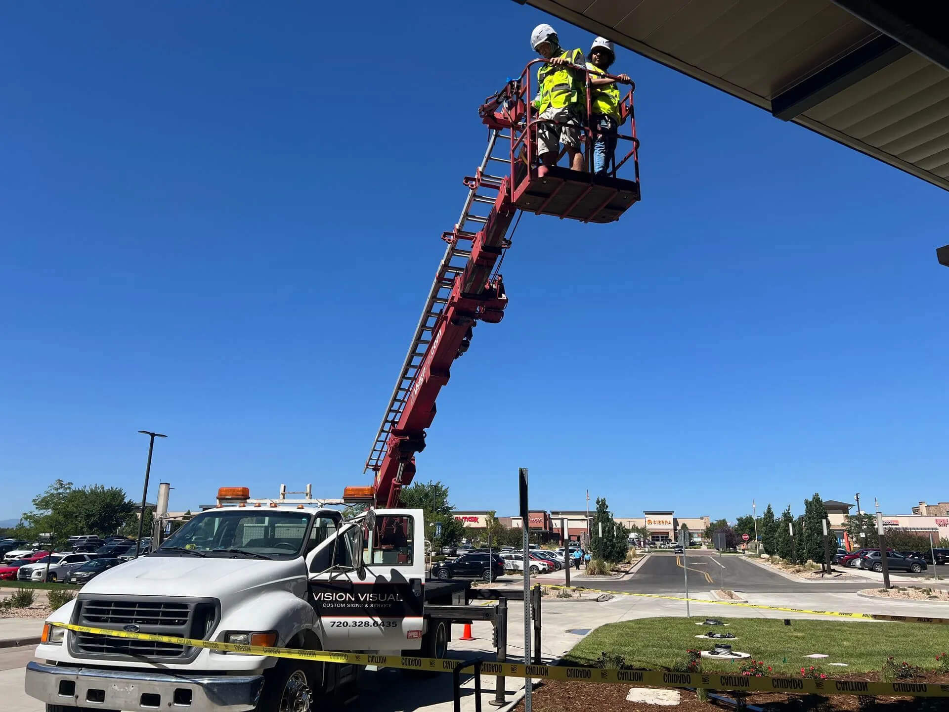 LED retrofit and sign repair service on an existing commercial sign, Denver CO