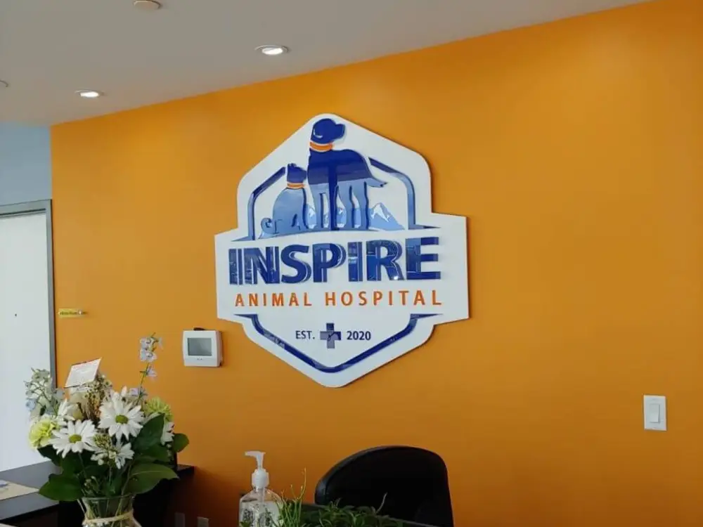 Inspire-Animal-Hospital-Indoor-Sign.webp TUFF SHED high rise mid-rise install process Vision Visual Custom Sign Company Team