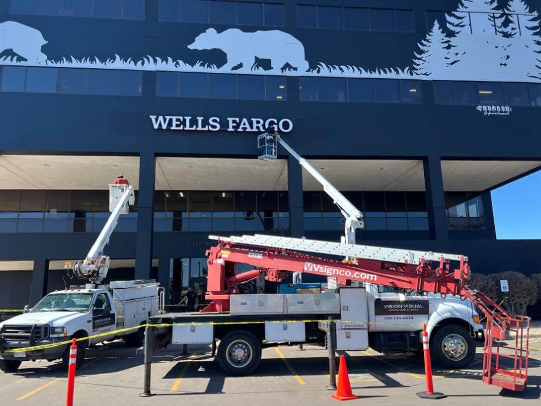 TUFF SHED high rise mid-rise install process Vision Visual Custom Sign Company Team